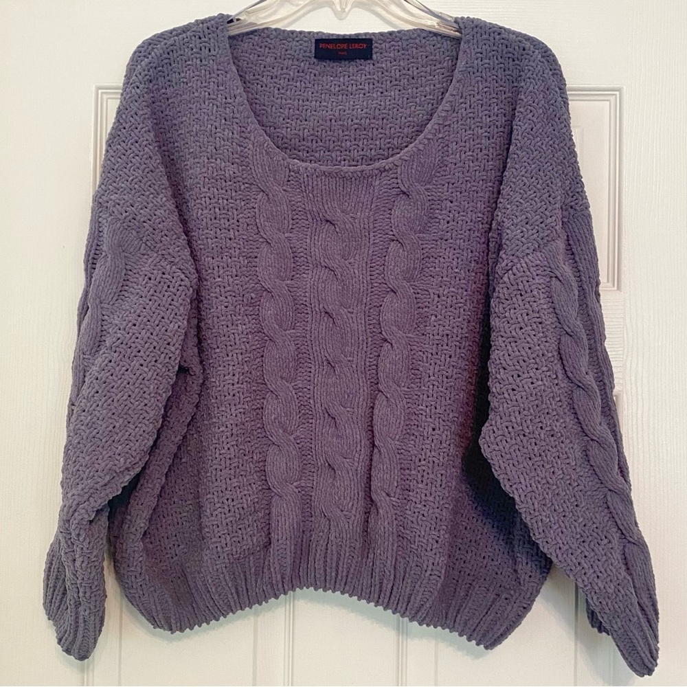LIKE NEW Chunky Chenille Cable Sweater by Penelope Leroy Paris M